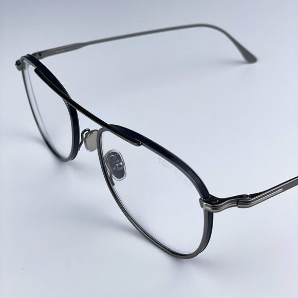 NEW Tom Ford FT5691-B 012 Dark Ruthenium Blue Block Unisex Pilot Eyeglasses - Picture 5 of 11